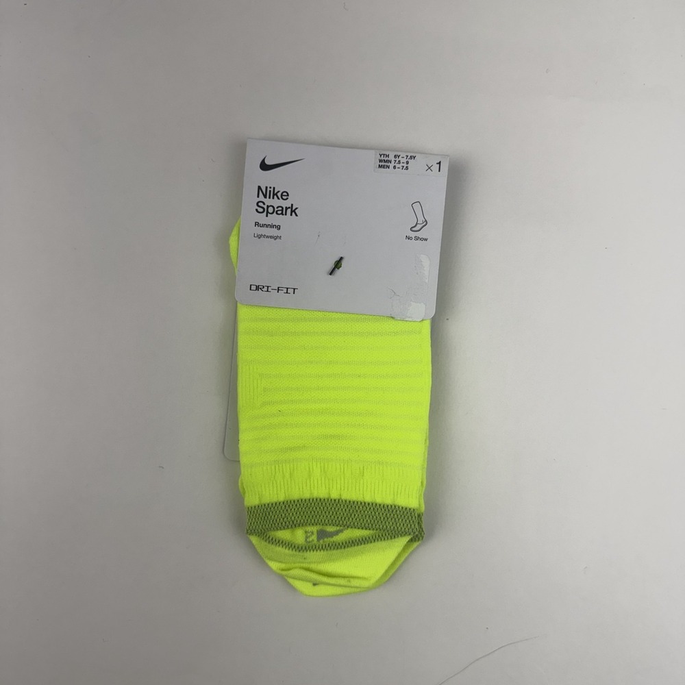 New Womens Nike Spark Lightweight Yellow Running No Show Socks Size 7.5-9
